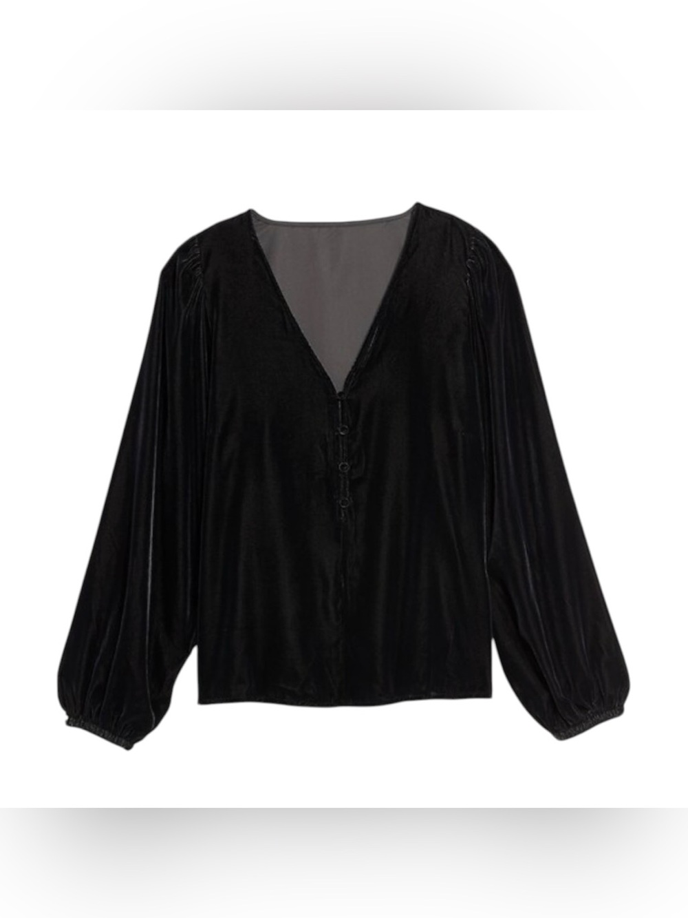 Old Navy Black Velvet V Neck Long Sleeve Shirt Size Medium
